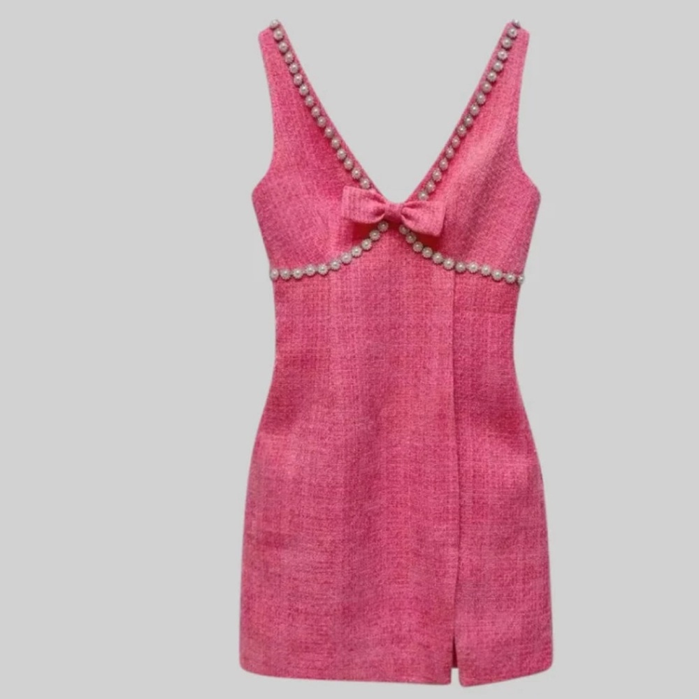 Absolutely adorable, Pink Pearl Embellished Sleeveless Mini Dress, brand new